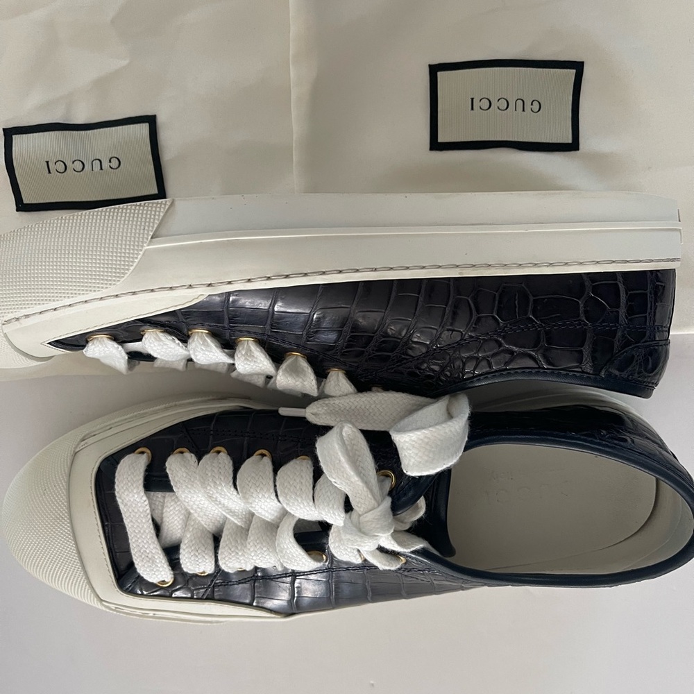 Gucci Men’s crocodile skin leather sneakers Made in Italy - Picture 6 of 10